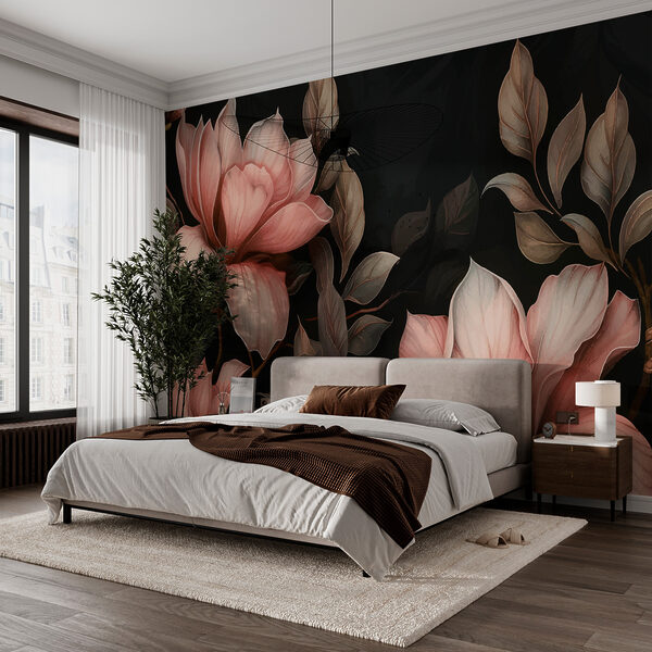 Elegant Blooms in Stark Contrast Wall murals Elegant Blooms in Stark Contrast