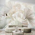 Wall mural Group of white and grey leaves