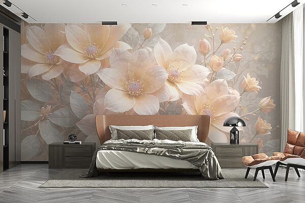 Group of flowers with leaves Wall murals Group of flowers with leaves