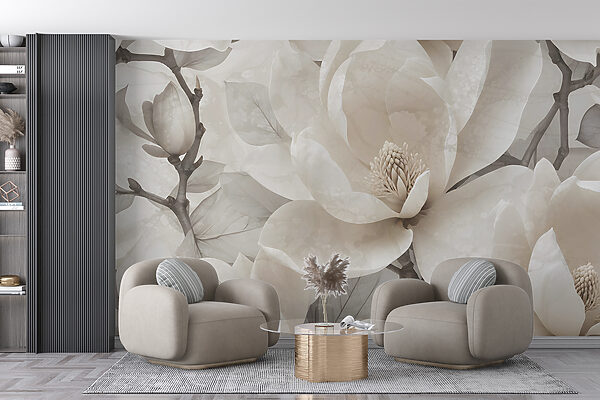 Elegant magnolias in muted tones Wall murals Elegant magnolias in muted tones