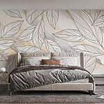 Wall murals Pattern of leaves on a marbled surface