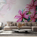 Wall murals Vibrant blooms and hummingbird delight