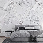 Wall murals White leaves and a grey background