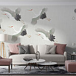Wall murals Group of birds flying over a wave