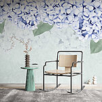 Wall murals Group of white flowers with green leaves
