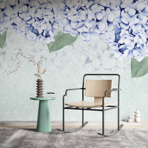 Group of white flowers with green leaves Wall murals Group of white flowers with green leaves