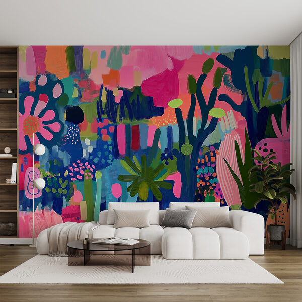 Colorful painting of plants and flowers Wall murals Colorful painting of plants and flowers