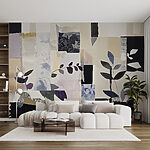 Wall murals Painting of leaves and squares