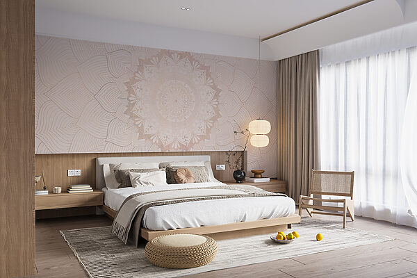 Circular pattern on a white surface Wall murals Circular pattern on a white surface