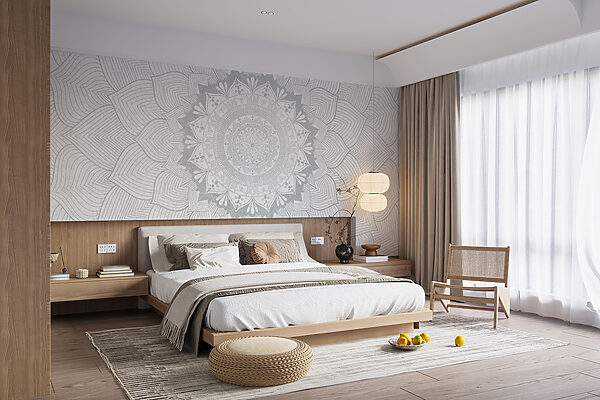 Wall murals White and grey mandala