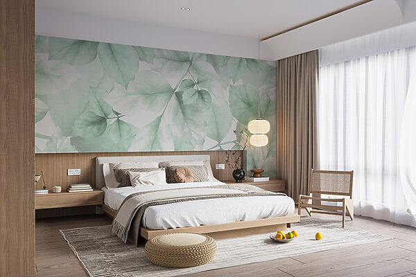 Wall mural Wall mural Ethereal green leaves in watercolor (SKU: w01090v3)