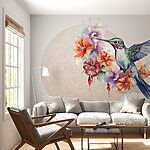 Wall murals Hummingbird flying over flowers