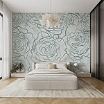 Wall murals Pattern of roses on a white background