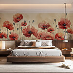 Wall murals Painting of red flowers