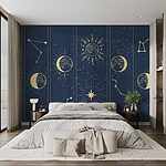 Wall murals Group of images of the sun and moon