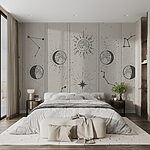 Wall murals Group of images of the sun and moon