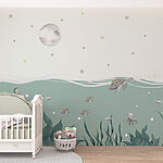 Wall murals Seaweed and seahorses under the water