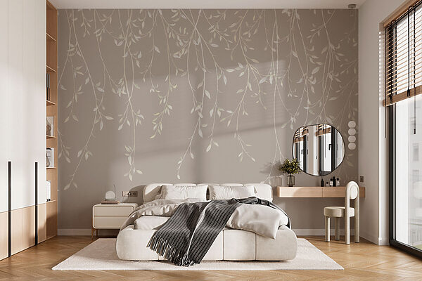 Delicate leaves in neutral hues Wall murals Delicate leaves in neutral hues