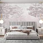 Wall murals Group of trees in a foggy forest