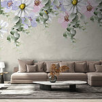 Wall murals Group of flowers and leaves