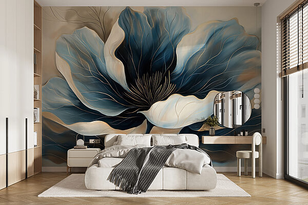 Elegant Blue Flora Abstract Wall murals Elegant Blue Flora Abstract