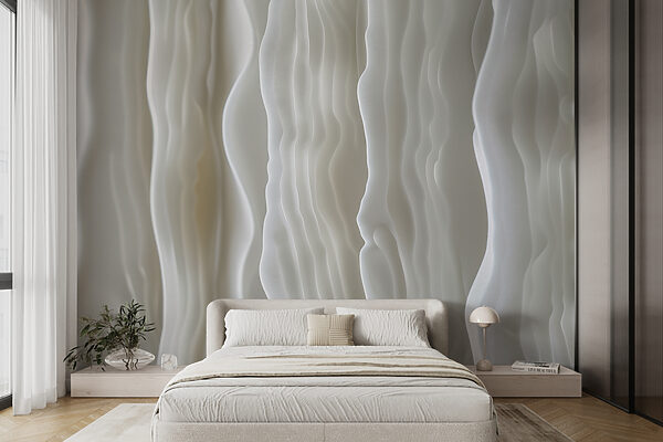 Undulating white, soft abstract waves Wall murals Undulating white, soft abstract waves