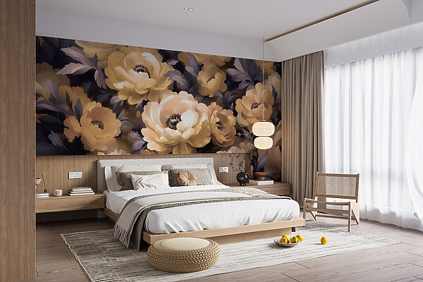 Group of flowers with leaves Wall murals Group of flowers with leaves