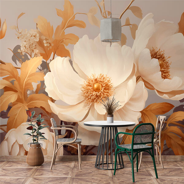 Wall murals Creamy blossoms in serene harmony (SKU: w01116) Wall murals Wall murals Creamy blossoms in serene harmony (SKU: w01116)