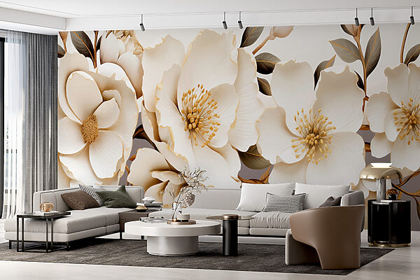 Elegant Creamy Floral Arrangement Wall murals Elegant Creamy Floral Arrangement