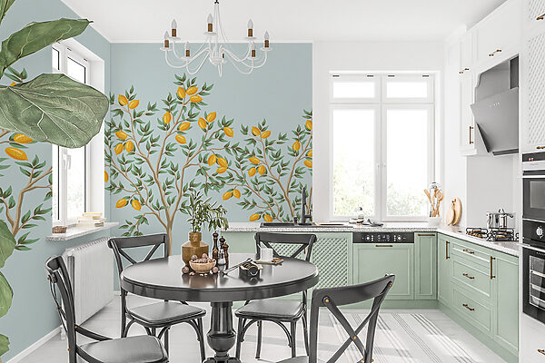 Wall mural Wall mural Group of lemon trees with fruits on them (SKU: w01661)