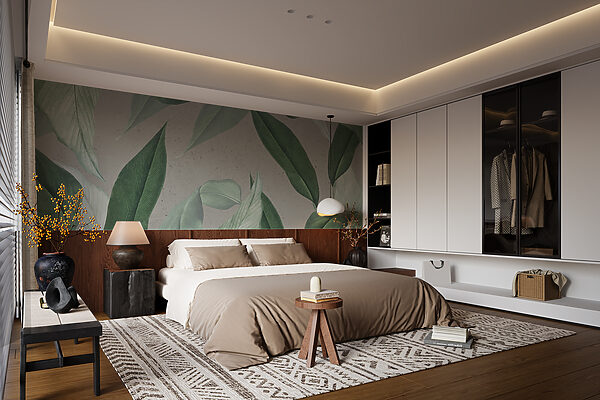 Pattern of green leaves Wall murals Pattern of green leaves
