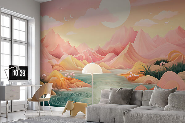 River running through a valley Wall murals River running through a valley