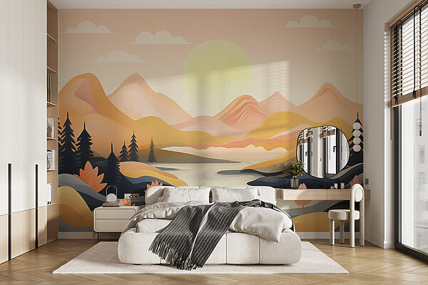 River running through a valley Wall murals River running through a valley