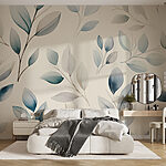 Wall murals Pattern of leaves on a white background