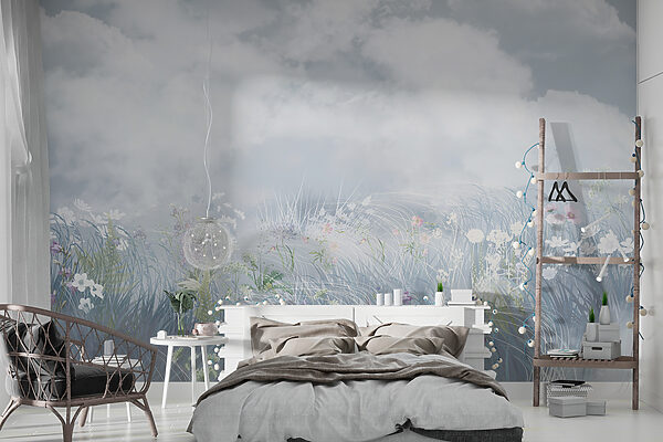 Field of flowers and grass Wall murals Field of flowers and grass