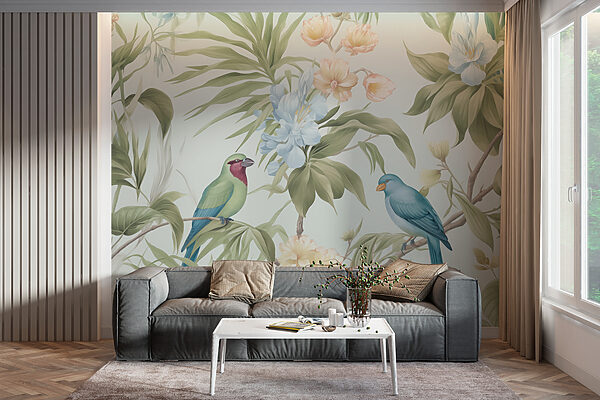 Wallpaper with birds and flowers Wall murals Wallpaper with birds and flowers