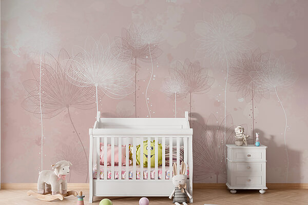 Elegant flowers dancing in blush Wall murals Elegant flowers dancing in blush