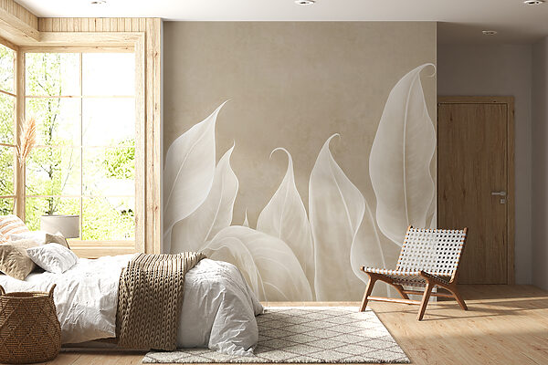 Elegant dance of creamy leaves Wall murals Elegant dance of creamy leaves