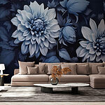 Wall murals Midnight Blossoms in Monochrome