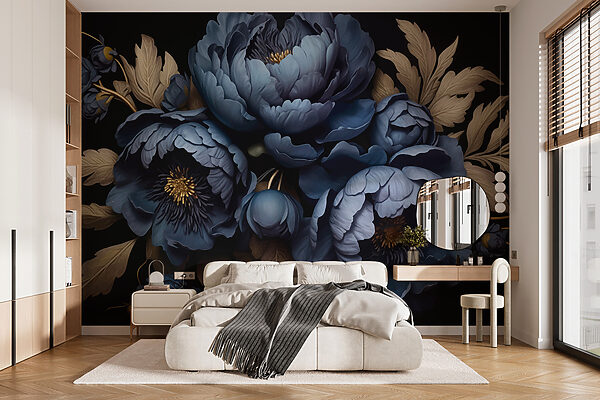 Wall murals Group of blue flowers (SKU: w01131) Wall murals Wall murals Group of blue flowers (SKU: w01131)