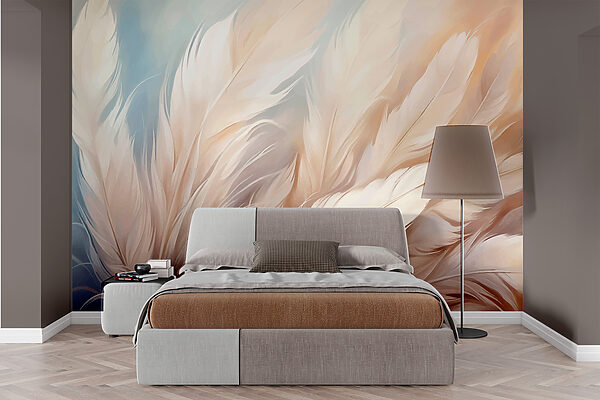 Soft feathers in serene hues Wall murals Soft feathers in serene hues
