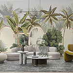 Wall murals Wallpaper with palm trees and arches