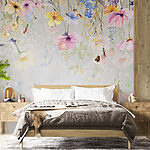 Wall murals Painting of flowers and butterflies