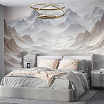 Wall murals Snowy mountains with clouds