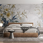 Wall murals Painting of flowers and leaves