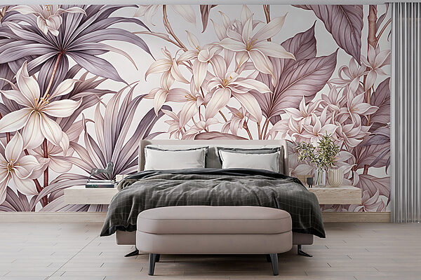 Wall murals Wall murals Elegance in Monochrome Florals (SKU: w08318v1)