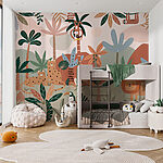 Wall mural Cartoon of animals in a jungle