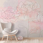 Wall murals Drawing of flowers on a pink background