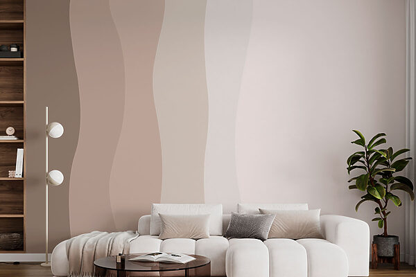 White and brown wavy lines Wall murals White and brown wavy lines