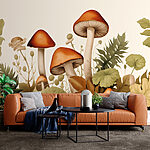 Wall murals Group of mushrooms with leaves